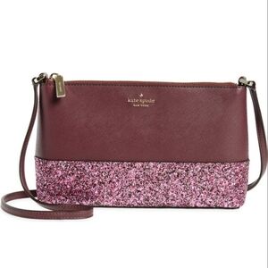 Kate Spade Brown and Pink Crossbody Bag with Glitter